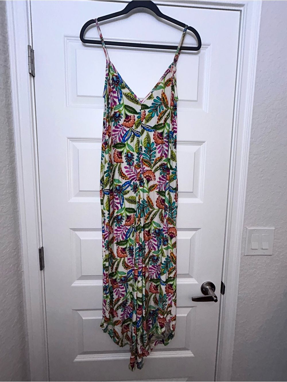 New, Sunshine 79 Polynesian Tropical Floral Print Sleeveless Tulip Jumpsuit
